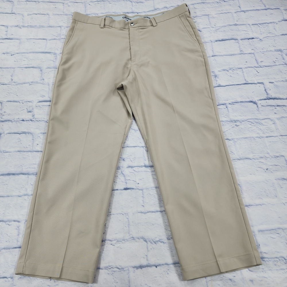 Callaway MENS SIZE 38X30 Golf Tech Pants Opti Dry Beige Performance